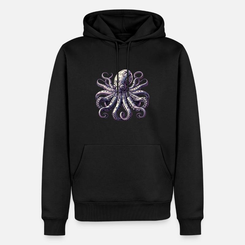 Robot Poulpe, Robokrake, Robot Pieuvre - Sweat à capuche Premium bio Homme - noir