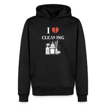 Humour faire le ménage - Sweat à capuche Premium bio Homme - noir - Devant - Nico (187cm)
