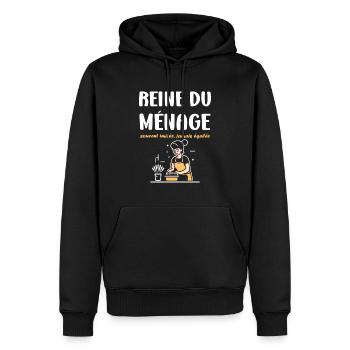 Humour faire le ménage - Sweat à capuche Premium bio Homme - noir - Devant - Nico (187cm)