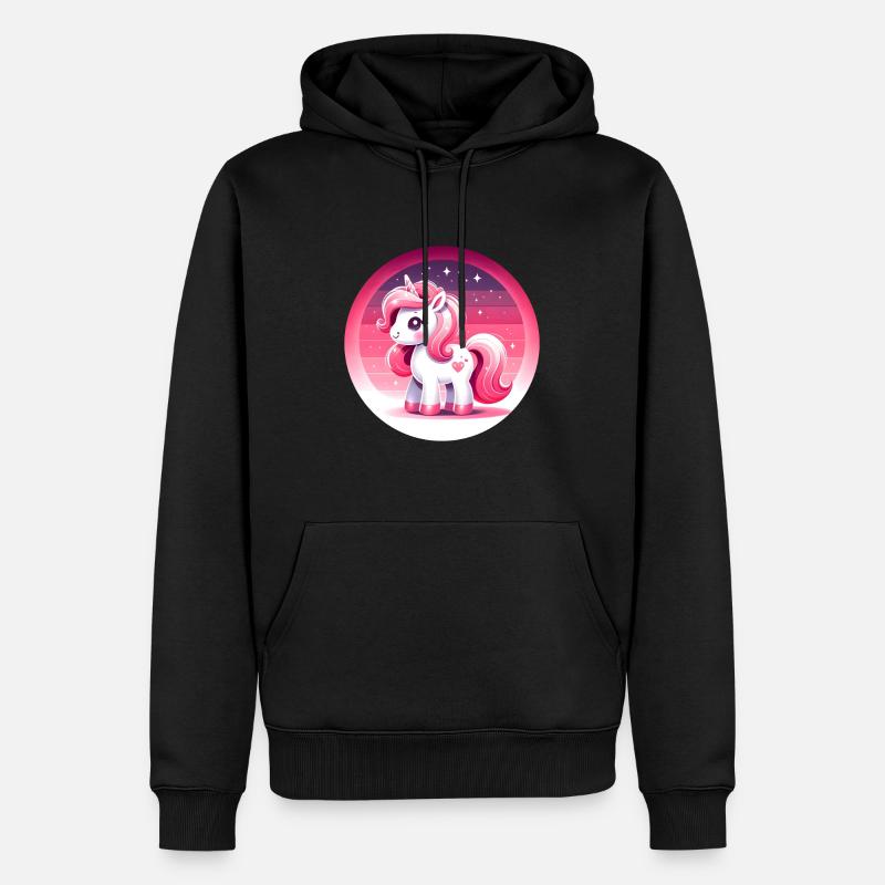 Einhorn in rosa Comicstyle - Männer Premium Bio Hoodie - Schwarz