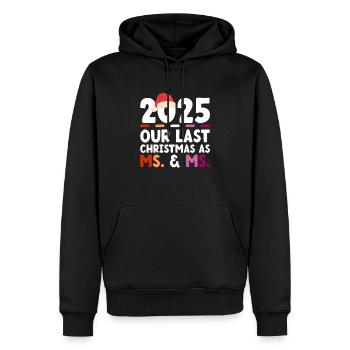 2025 Notre dernier Noël en tant que femme et madame - Sweat à capuche Premium bio Homme - noir - Devant - Nico (187cm)