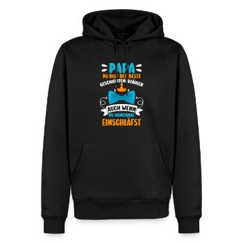 Papa Fête des pères Papa - Sweat à capuche Premium bio Homme - noir - Devant - Nico (187cm)