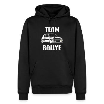 Humour pilote de rallye - Sweat à capuche Premium bio Homme - noir - Devant - Nico (187cm)