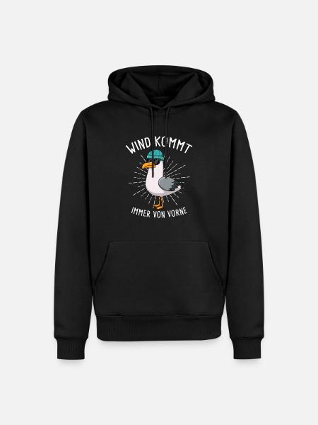 Wind Kommt Immer Von Vorne Möwe - Männer Premium Bio Hoodie - Schwarz
