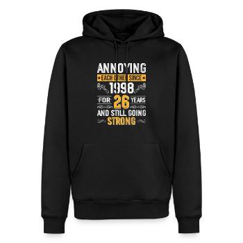 Beziehung Ehe Jubiläum - sich necken seit 1998 - Männer Premium Bio Hoodie - Schwarz - Vorne - Nico (187cm)