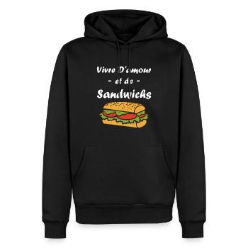 Humour sandwich - Sweat à capuche Premium bio Homme - noir - Devant - Nico (187cm)