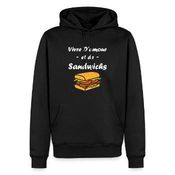 Humour sandwich - Sweat à capuche Premium bio Homme - noir - Devant - Nico (187cm)