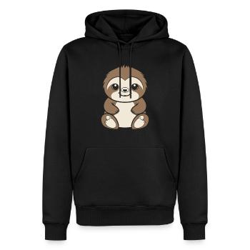 Animal humour paresseux - Sweat à capuche Premium bio Homme - noir - Devant - Nico (187cm)