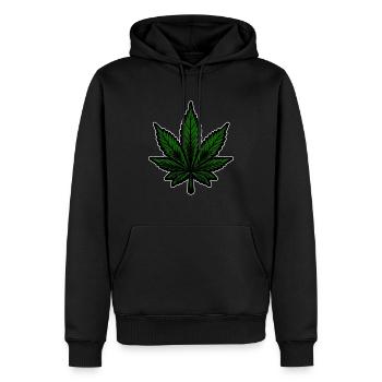 Hanf, Cannabis, Gras, Babak, Bobaz, Cannabisblatt - Männer Premium Bio Hoodie - Schwarz - Vorne - Nico (187cm)