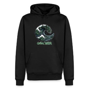 Hanf, Cannabis, Gras, Babak, Bobaz, Green Wave - Männer Premium Bio Hoodie - Schwarz - Vorne - Nico (187cm)