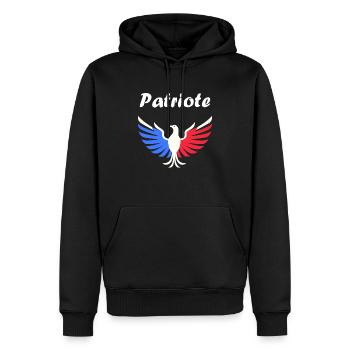 Emblème france patriote - Sweat à capuche Premium bio Homme - noir - Devant - Nico (187cm)