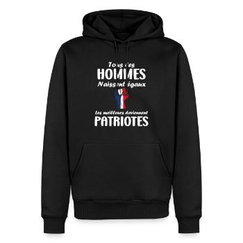 Homme patriotes - Sweat à capuche Premium bio Homme - noir - Devant - Nico (187cm)
