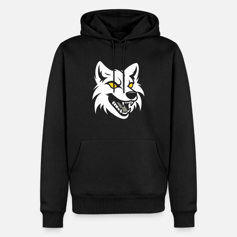 Wolf - Männer Premium Bio Hoodie - Schwarz