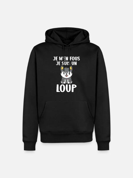 Humour loup - Sweat à capuche Premium bio Homme - noir