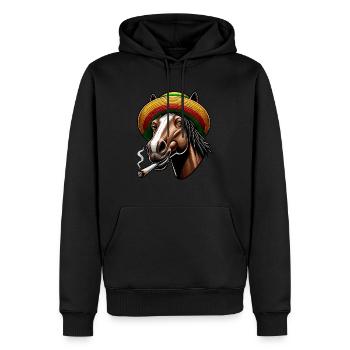 Horse with Joint, Hemp, Cannabis - Men’s Premium Organic Hoodie - black - Front - Nico (187cm)