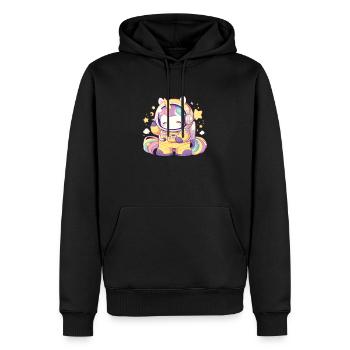 Licorne Astronaute Kawaii Japonais - Sweat à capuche Premium bio Homme - noir - Devant - Nico (187cm)