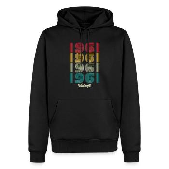 63 ans Millésime 1961 Edition Limitée 63ème - Sweat à capuche Premium bio Homme - noir - Devant - Nico (187cm)
