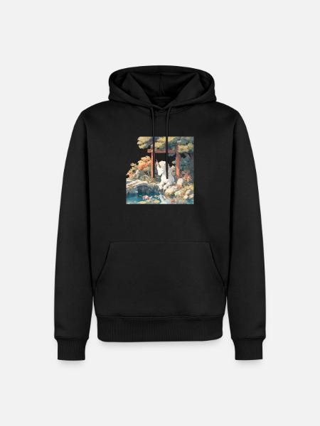 Einhorn Kawaii Japanisch - Männer Premium Bio Hoodie - Schwarz