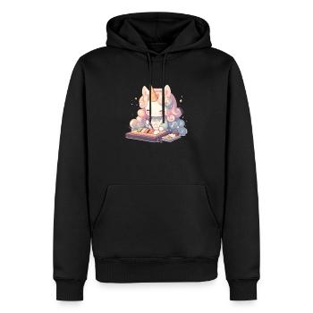 Licorne Kawaii Japonais - Sweat à capuche Premium bio Homme - noir - Devant - Nico (187cm)