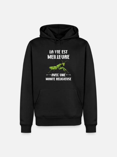 Humour insecte Mante religieuse - Sweat à capuche Premium bio Homme - noir
