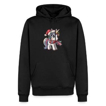 Licorne Noël Kawaii - Sweat à capuche Premium bio Homme - noir - Devant - Nico (187cm)