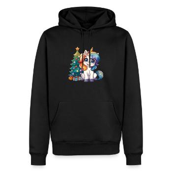 Einhorn Weihnachtsbaum Kawaii - Männer Premium Bio Hoodie - Schwarz - Vorne - Nico (187cm)
