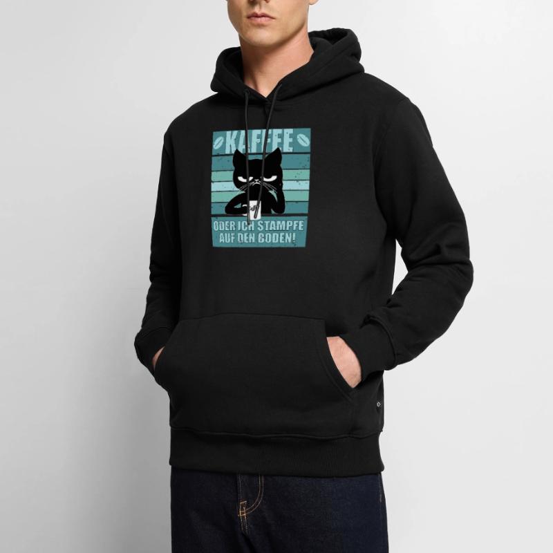 Kaffee oder ich stampfe auf den Boden Katze Männer Premium Bio Hoodie