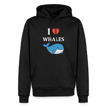 Baleines bleu Amour baleine - Sweat à capuche Premium bio Homme - noir - Devant - Nico (187cm)