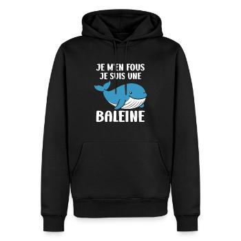 Baleines bleu Amour baleine - Sweat à capuche Premium bio Homme - noir - Devant - Nico (187cm)