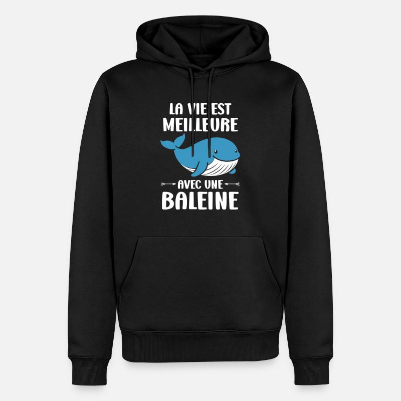 Baleines bleu Amour baleine - Sweat à capuche Premium bio Homme - noir