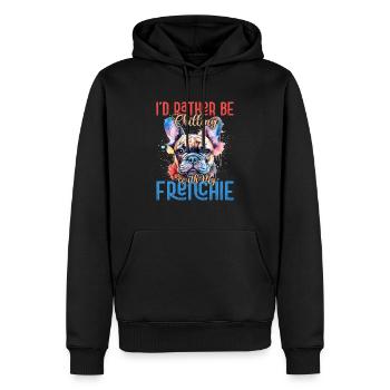 Je préfère avec mon Frenchie French Bull - Sweat à capuche Premium bio Homme - noir - Devant - Nico (187cm)