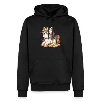 Licorne péter or Saint-Patrick Kawaii - Sweat à capuche Premium bio Homme - noir - Devant - Nico (187cm)