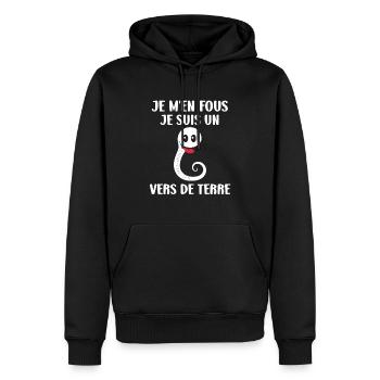 Humour ver de terre - Sweat à capuche Premium bio Homme - noir - Devant - Nico (187cm)