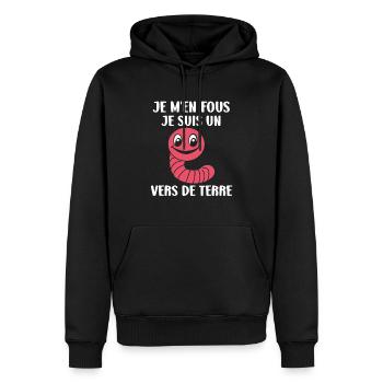 Humour ver de terre - Sweat à capuche Premium bio Homme - noir - Devant - Nico (187cm)