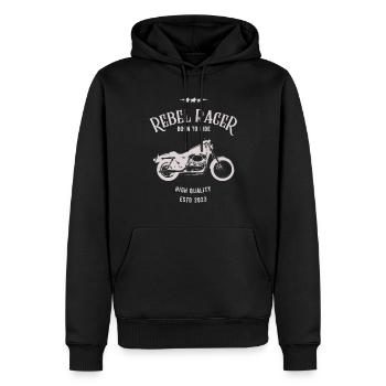 REBEL RIDER - Sweat à capuche Premium bio Homme - noir - Devant - Nico (187cm)