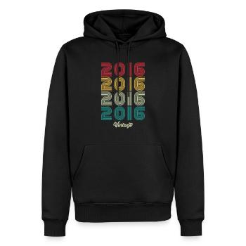 8 ans Millésime 2016 Edition Limitée 8ème - Sweat à capuche Premium bio Homme - noir - Devant - Nico (187cm)