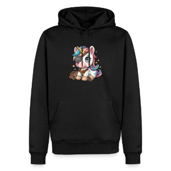 Einhorn-Pirat Kawaii Japanisch - Männer Premium Bio Hoodie - Schwarz - Vorne - Nico (187cm)