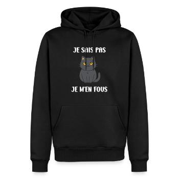 Humout chat chartreux - Sweat à capuche Premium bio Homme - noir - Devant - Nico (187cm)