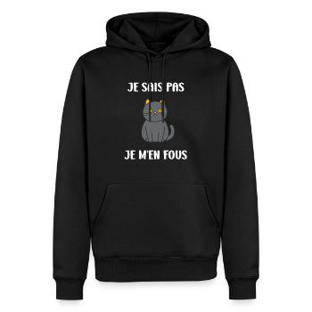 Humour chat chartreux - Sweat à capuche Premium bio Homme - noir - Devant - Nico (187cm)