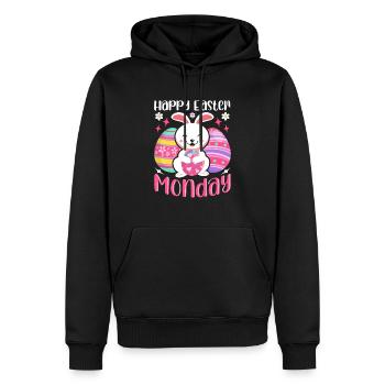 Joyeux lundi de Pâques ! Oeufs de Pâques Lapin de Pâques - Sweat à capuche Premium bio Homme - noir - Devant - Nico (187cm)