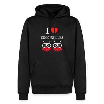 amour Coccinelle - Sweat à capuche Premium bio Homme - noir - Devant - Nico (187cm)