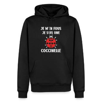 amour Coccinelle - Sweat à capuche Premium bio Homme - noir - Devant - Nico (187cm)