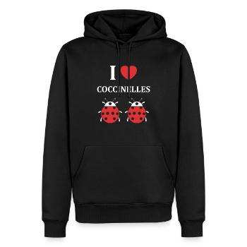 amour Coccinelle - Sweat à capuche Premium bio Homme - noir - Devant - Nico (187cm)