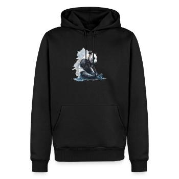 Panda Bear Aquarelles Panda japonais - Sweat à capuche Premium bio Homme - noir - Devant - Nico (187cm)