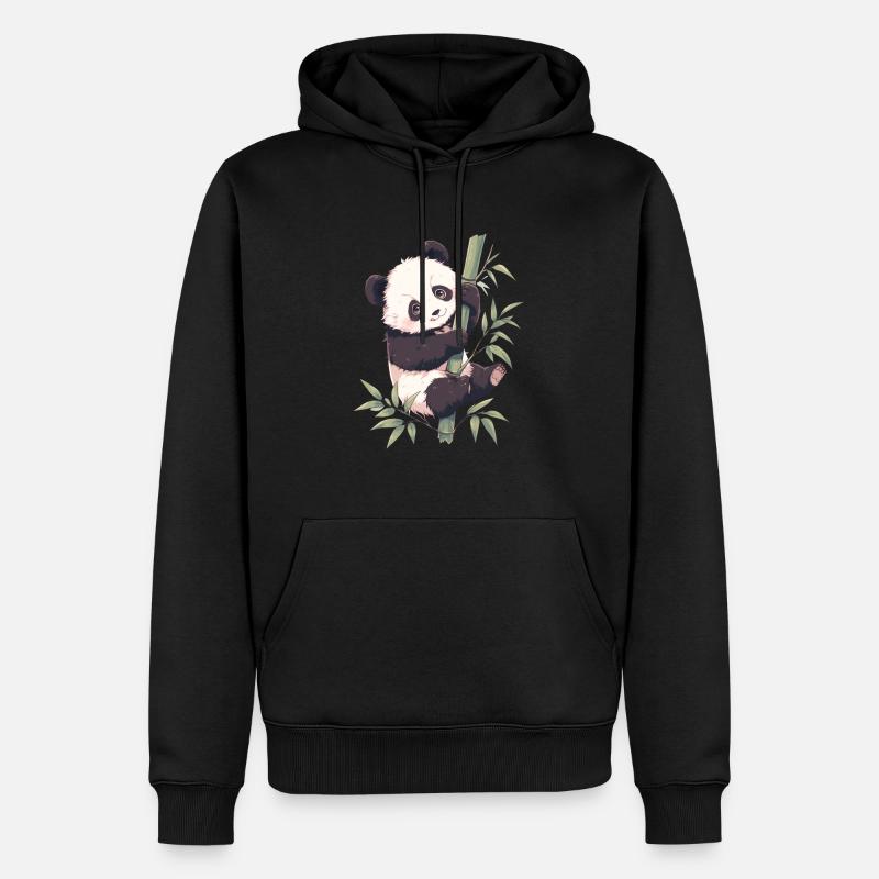 Panda Ours Grimpant Panda Japonais - Sweat à capuche Premium bio Homme - noir