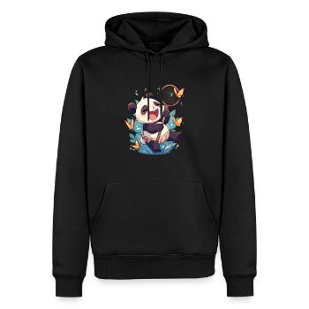 Pandabär Schmetterlinge Japanischer Riesenpanda - Männer Premium Bio Hoodie - Schwarz - Vorne - Nico (187cm)