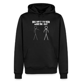 Bro Avez-vous fait de l’exercice - Funny Stick - Sweat à capuche Premium bio Homme - noir - Devant - Nico (187cm)