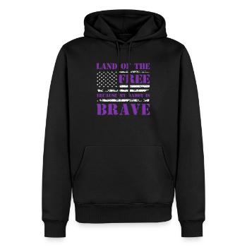 Land der Freien, weil mein Papa mutig ist - Männer Premium Bio Hoodie - Schwarz - Vorne - Nico (187cm)
