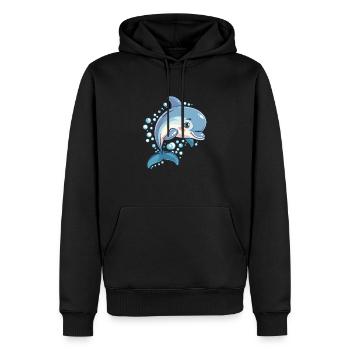 Delfin Kawaii - Männer Premium Bio Hoodie - Schwarz - Vorne - Nico (187cm)