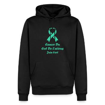 Sensibilisation au cancer du col de l'utérus - Sweat à capuche Premium bio Homme - noir - Devant - Nico (187cm)